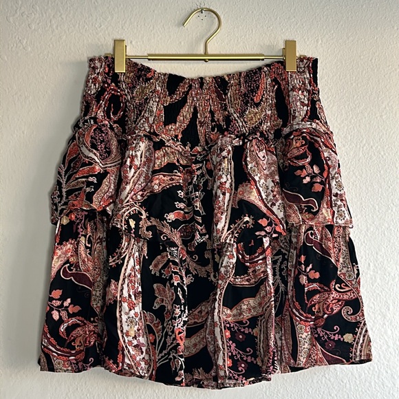 Anthropologie Paisley Mini Skirt - Black and Red - Picture 3 of 10